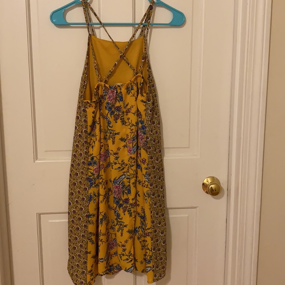 Yellow painting spaghetti strap dress summer - Picture 2 of 7